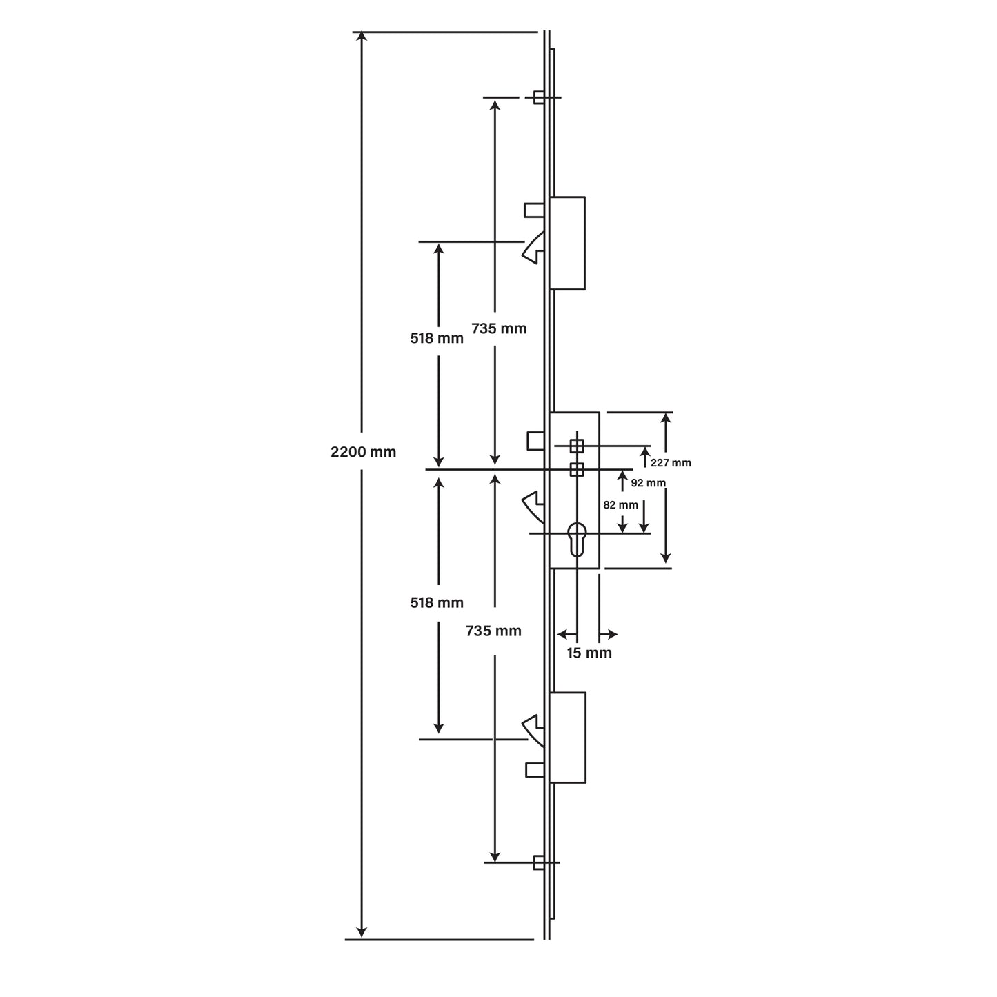 Fullex XL 2 Hook 2 Roller 2 Anti Lift – 1040mm Hook Centres