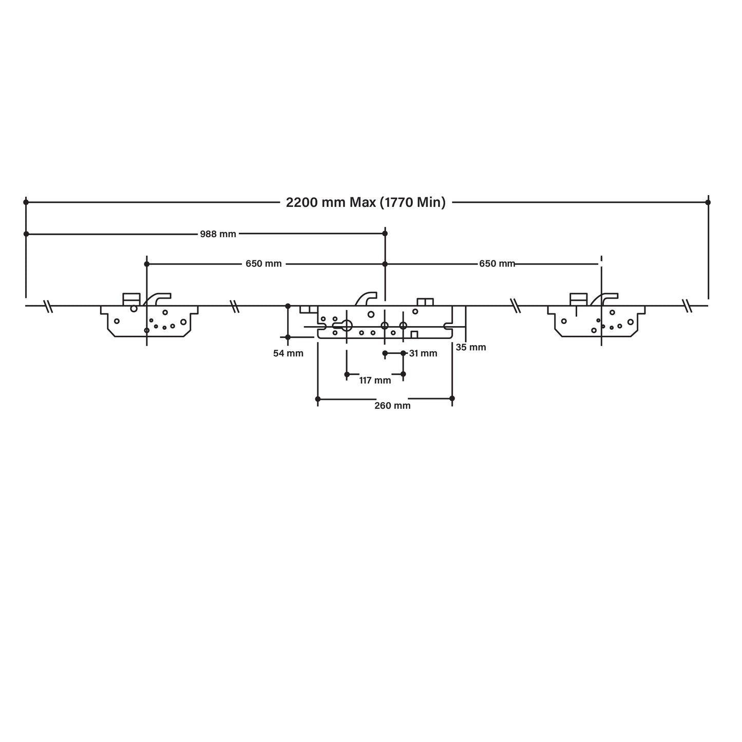Millenco 3 Hook 2 Deadbolt 35x117