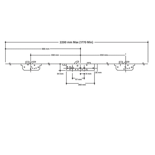 Millenco 3 Hook 2 Deadbolt 35x117