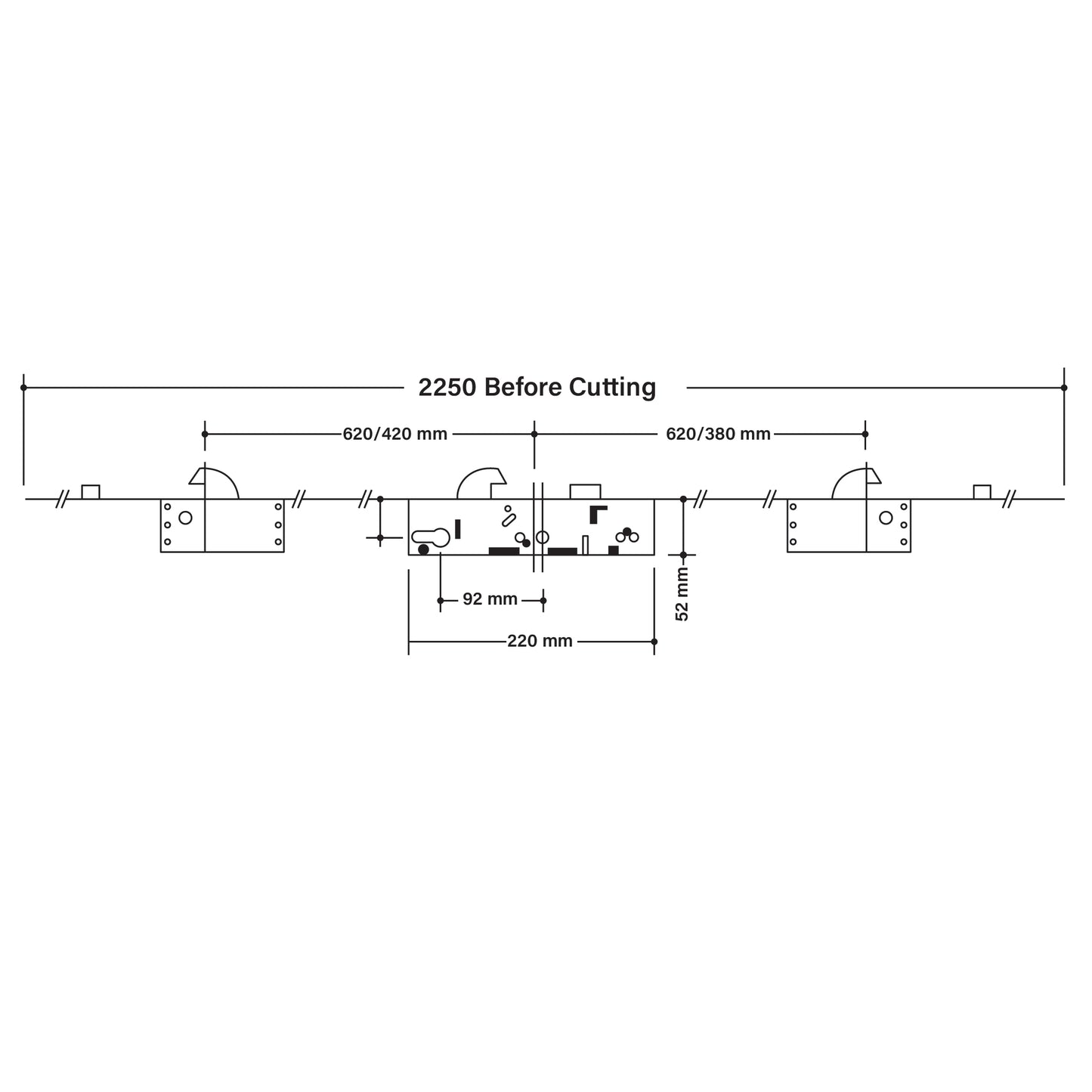 ERA Saracen 2 Hook 2 Roller (Latch & Deadbolt) 35x92 Multipoint Lock