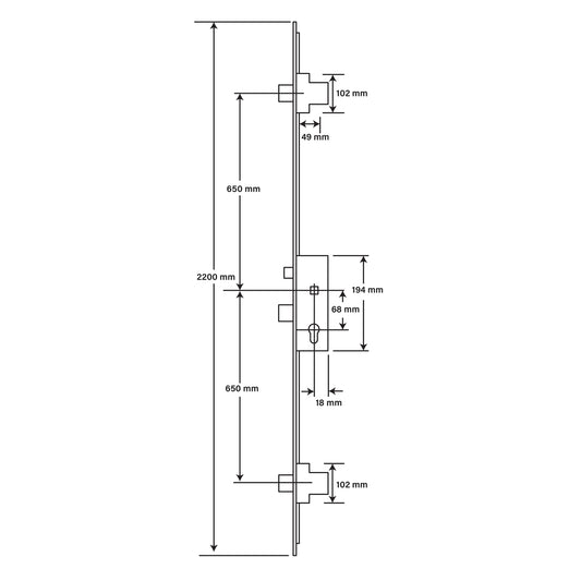 Fullex SL16 3 Deadbolt 35x68 – 16mm Faceplate