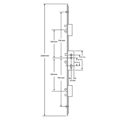 Fullex XL 2 Hook 2 Roller 2 Anti Lift – 1040mm Hook Centres
