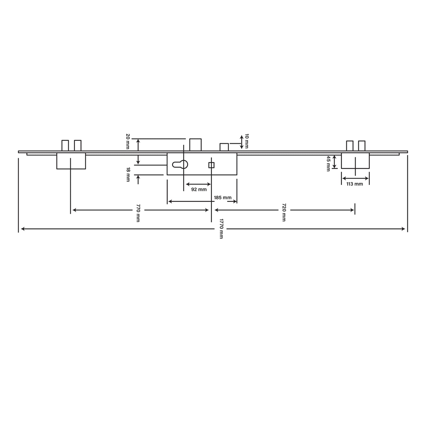 Winkhaus Thunderbolt 5 Deadbolt 45/92 20mm Radius Faceplate